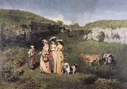 Gustave Courbet young women from the Village Germany oil painting artist